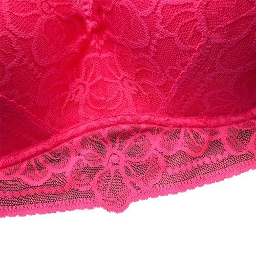 Victoria Secret Pink Tropical Lace Push-Up Bralette Large Neon Hot Pink - Picture 3 of 5