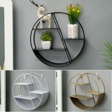 Multi Section Round Black white Metal Wire Shelf Wall Mounted Floating Shelves