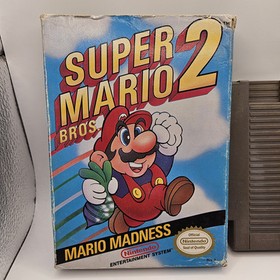 Super Mario Bros 2 NES Cartridge & Box (Authentic, Box Damage) Tested Works