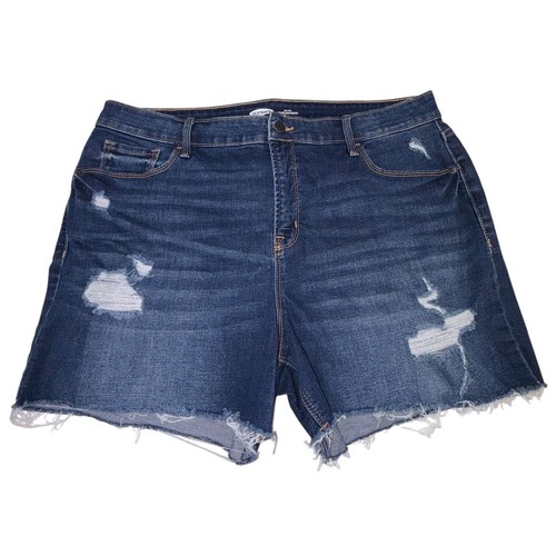 Old Navy Denim Shorts 16 Blue High Rise Georgia Destroy Distressed Raw Hem