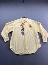 Vintage Disney Winnie the Pooh Shirt Mens Large Yellow Embroidered Button Up 90s