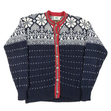 Vintage 80s REI Wool Fair Isle Cardigan Sweater Adult Medium, Winter Snowflake