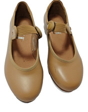 Girl's Tap Shoes Tan size 11.5M Classic MaryJane Beginner Techno Taps Secure Fit