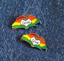 Bundle Lot 2- Rainbow Colors LGBTQI Pride Hands Heart Love Enamel Lapel Pins