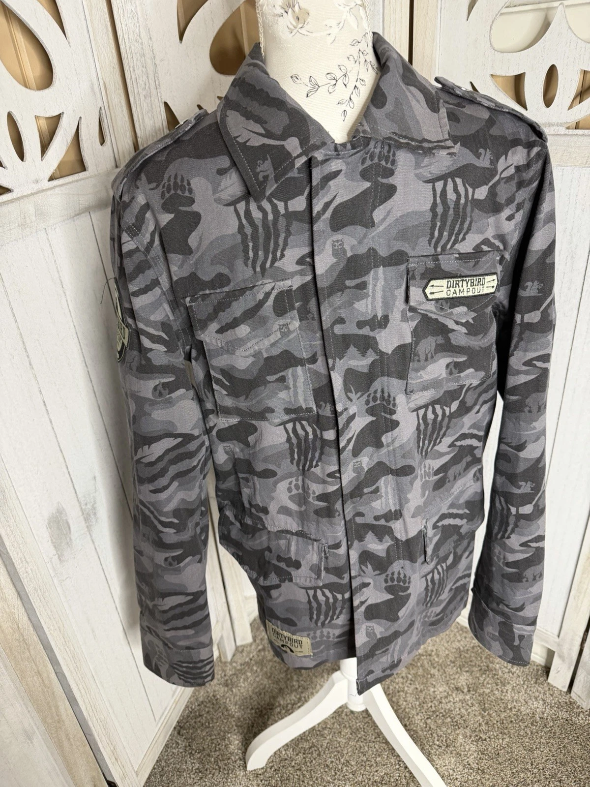 Dirtybird Campout Camo Utility Jacket Unisex Small Adventure Outdoor