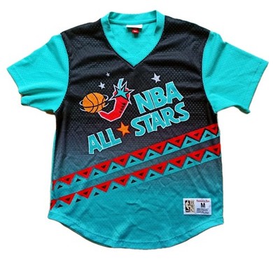 Mitchell & Ness 1996 NBA All Star Warmup Jersey Mesh V-Neck teal Jordan 90s M