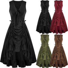 Renaissance Steampunk Style Short Sleeve Dress Dark-Themed Strapless Dress