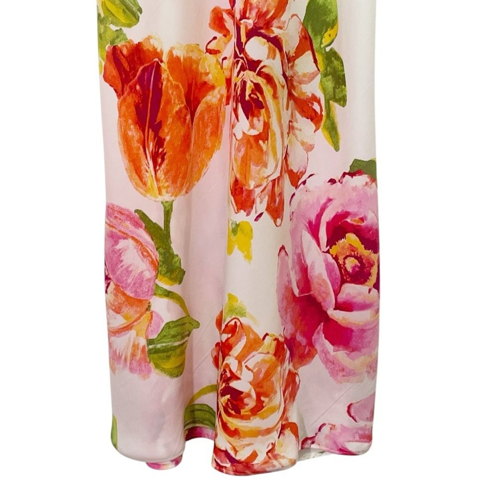 Natori South Pacific Floral Robe & Slip Nightgown Set Pink Orange Ivory Size S M