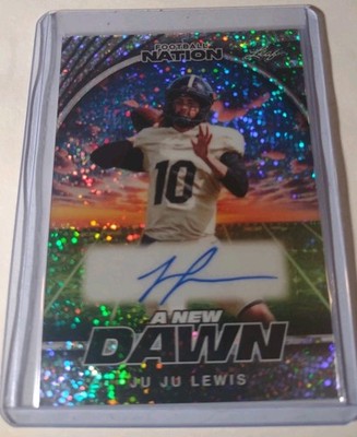 2025 Leaf Ju Ju Lewis Auto #d /15 Football Nation Autograph A New Dawn Sparkle