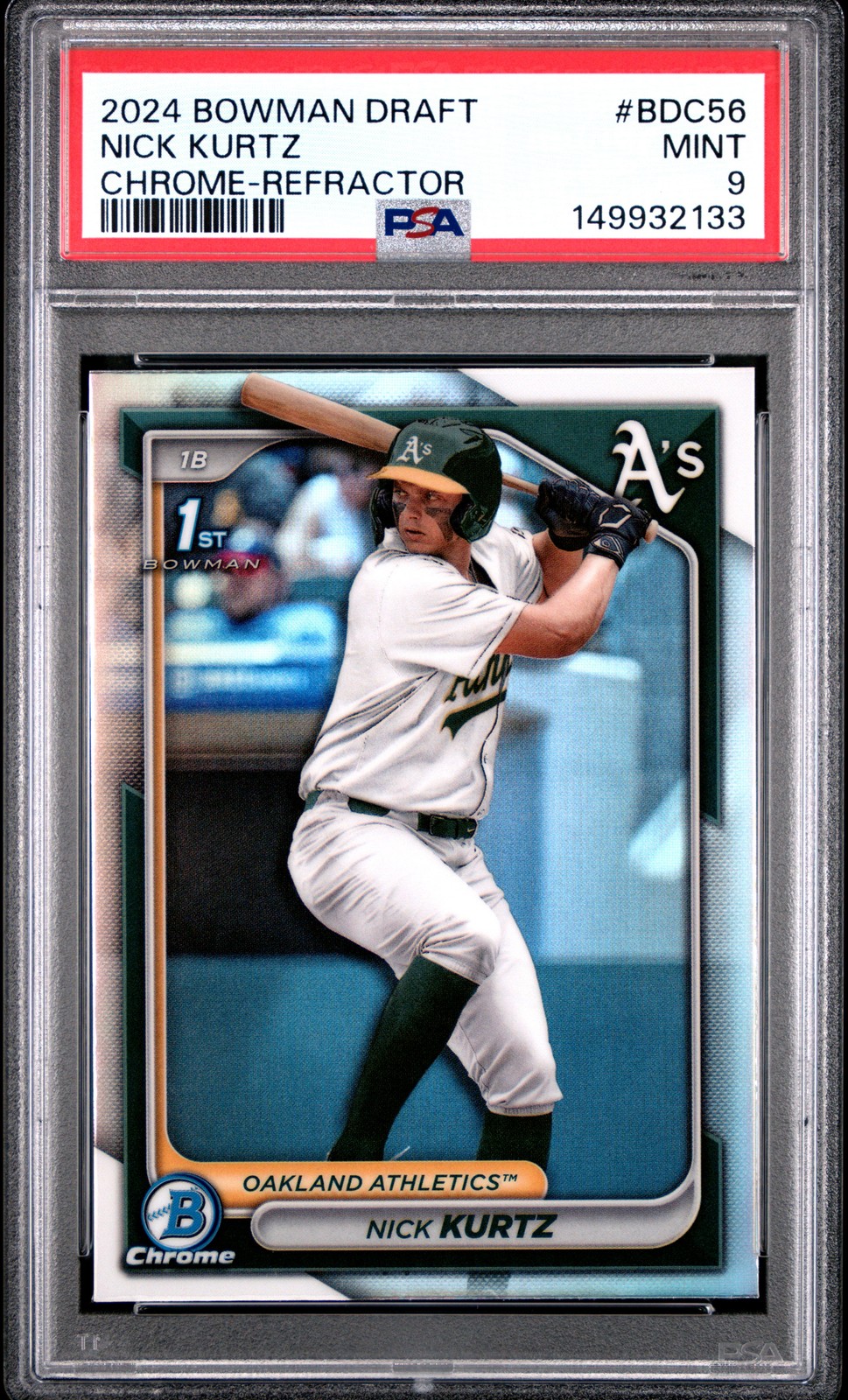 2024 BOWMAN DRAFT CHROME-REFRACTOR #BDC56 NICK KURTZ PSA 9