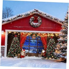 Christmas Garage Door Cover Decorations Large Christmas Garage Door 7x16ft Blue