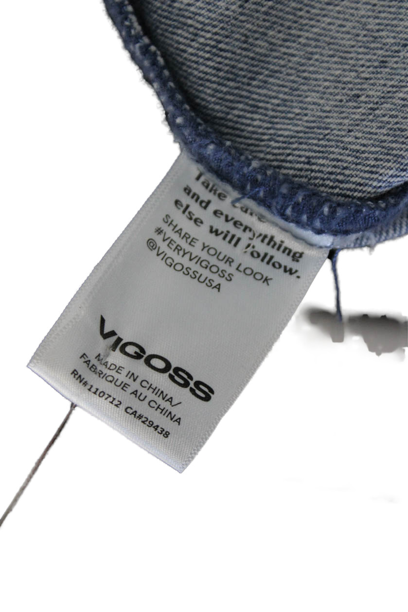 Vigoss Women Basic Jacket Blue Button Front Long … - image 6