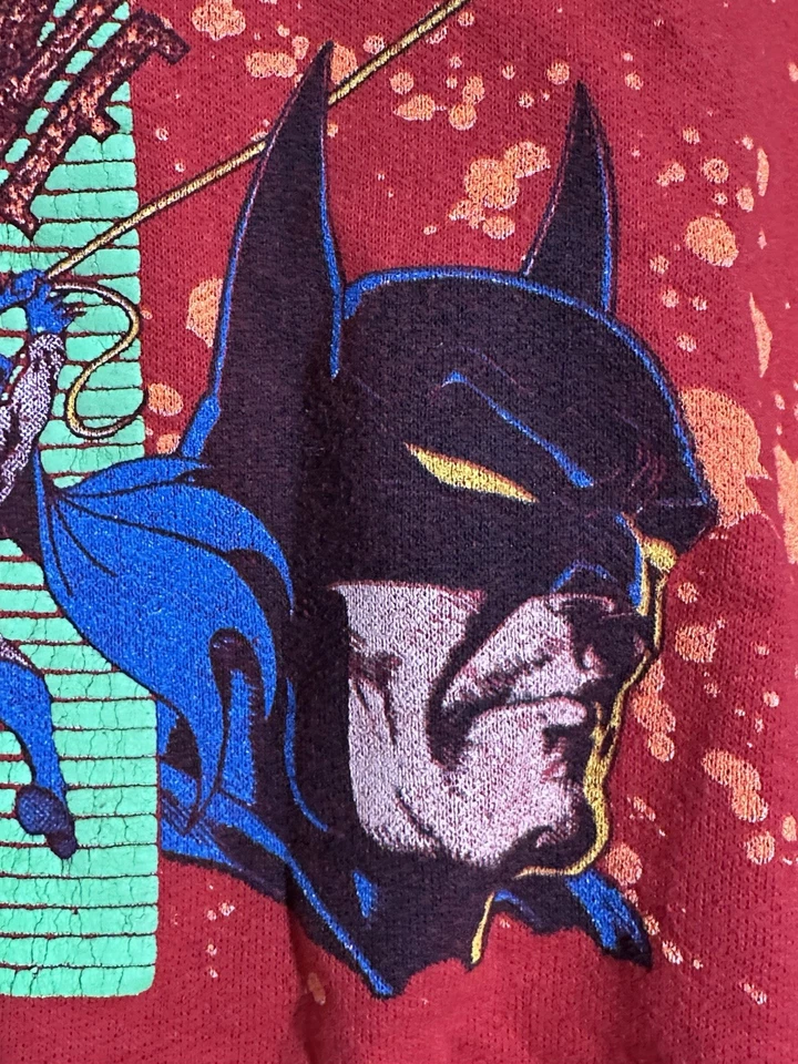 Sudadera De Colección Años 90 Niños Niños Batman Gráfico Rojo Pintura Puff Talla Mediana 5-6 Cómic Foto 4 de 4
