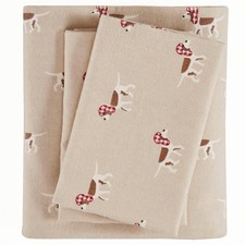 Tan Dog 3 Piece Woolrich 100 Cotton Flannel Twin Size Sheet Set 12 Inch