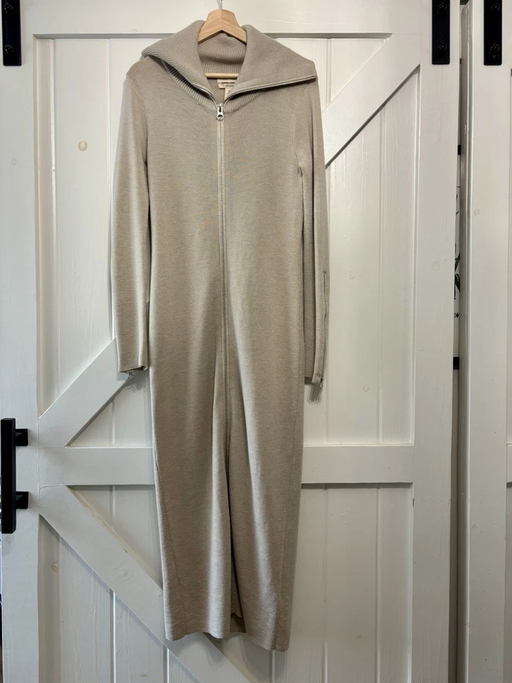 H&M первоклассный 100% шерсти мериноса молнии свитер платье длинный пиджак серо-коричневый маленький - Изображение 3 из 4