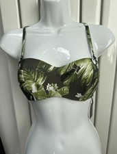 Figleaves Tropical Print Bikini Top UK 34E Green Floral Balconette BNWT