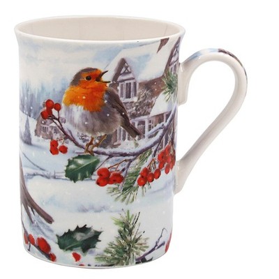 Christmas Mug Fine China Tableware Gift Boxed - Christmas Robin