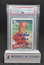 PETE ROSE Autograph and Inscribed 1985 Topps card, PSA certified w/Auto grade 10