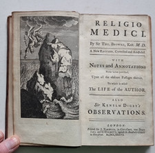 Religio Medici - Sir Thomas Browne, 1736. Leather bound, clean copy.