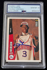Signed Allen Iverson 1996-97 Upper Deck Collector's Choice Rookie Card RC PSA 10