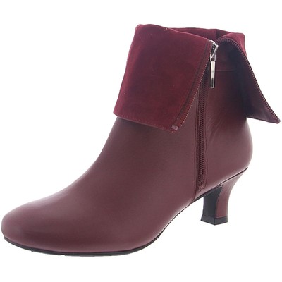 Array Womens Carley Red Leather Mid-Calf Boots Shoes 6 Wide (C,D,W) BHFO 7151