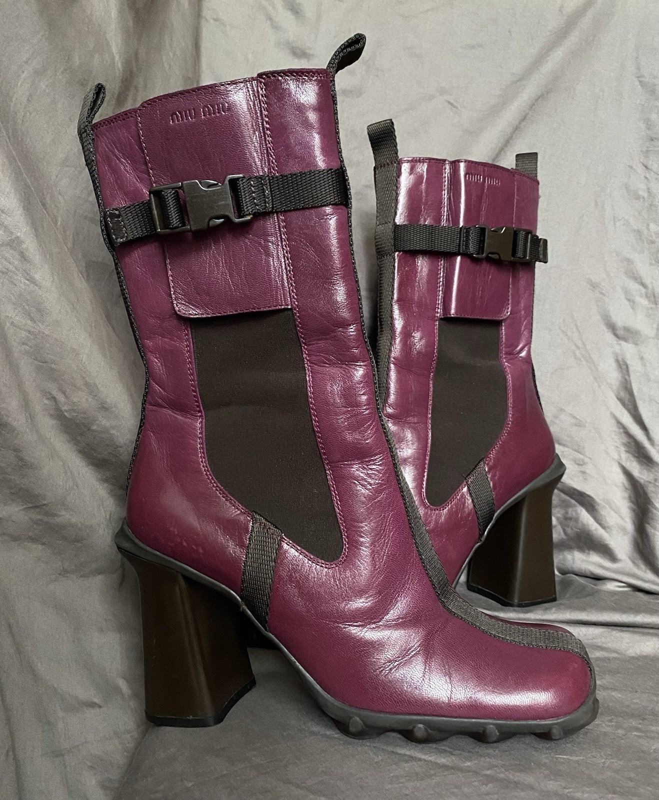 SAOLA Stivali Miu Miu 1999 Archivio Edizione Limitata Suola a Bolla Rarissimi Taglia EU 38 Vntg