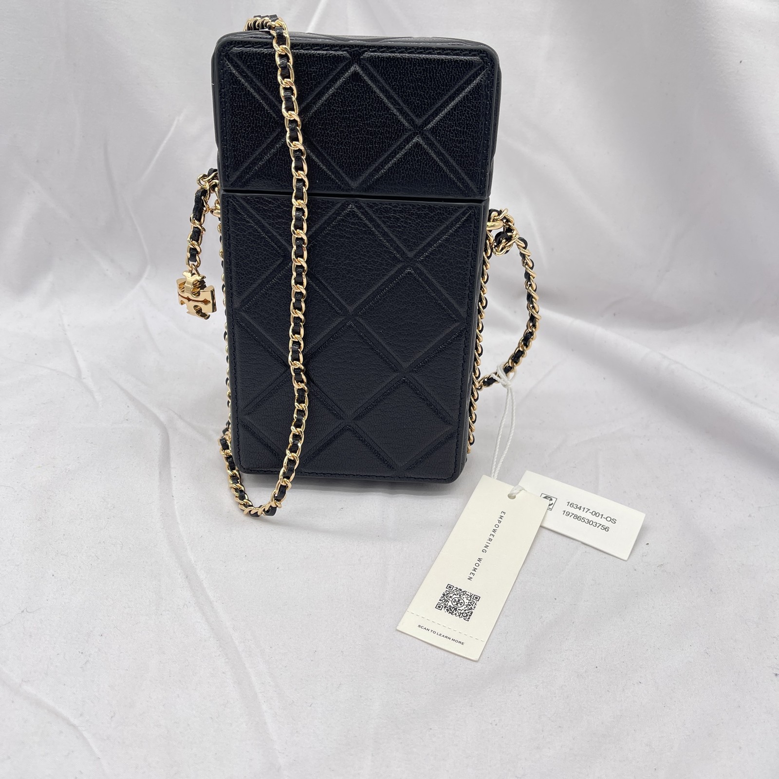 Tory Burch Womens Fleming Phone Crossbody Bag Leather Black