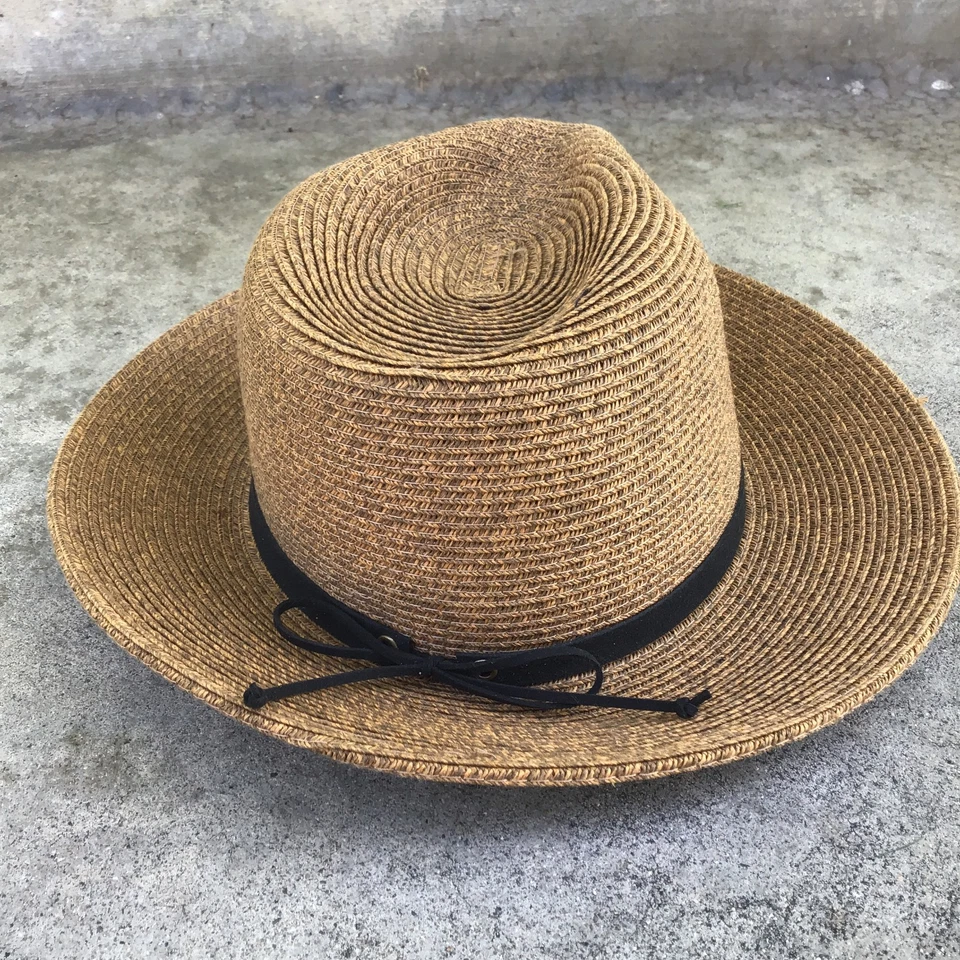 Шляпа летняя Lucky Brand коричневая из бумажной смеси богемная для отдыха курорта пляжа солнца - Изображение 4 из 4