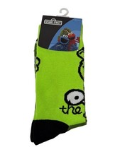 Mens Crew Socks Oscar the Grouch Sesame Street Green Graphic 6-12 NEW