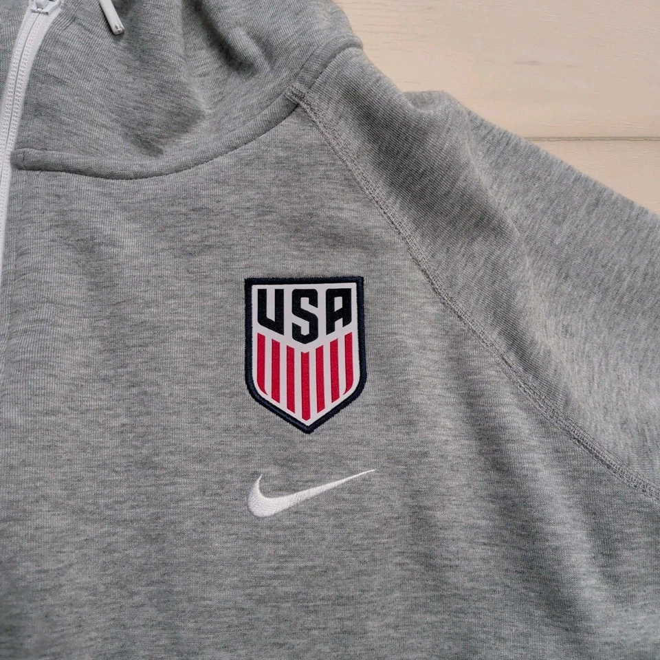 Sudadera con capucha Nike USA Soccer Tech polar Windrunner para mujer M cremallera completa gris jaspeado Foto 2 de 4