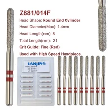 Zirconia Crown Removal Diamonds Burs Round End Cylinder Fine Grit Z881/014F FG
