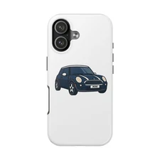 Navy Mini Cooper Illustration Phone Case | Glossy Protective Case