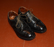 SANDERS & SANDERS Military Brogues Shoes Black Grain Leather Mens UK7 EU41
