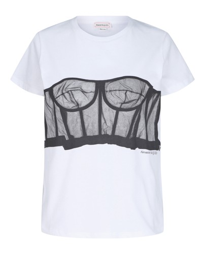 Alexander McQueen Womens Lace Corset T-Shirt