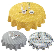 Round Tablecloth Cotton Washable Table Cloth Circular Table Cover Dining Room
