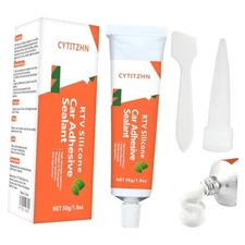 RTV Silicone Sealant Adhesive, 100% Waterproof Silicone Caulk, Strong White