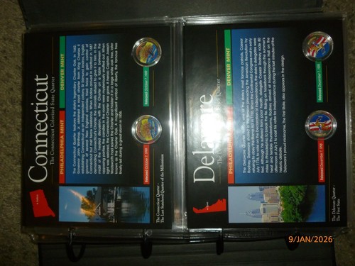 MINT American Painted Colorized Statehood Quarter Collection 20 States Binder - Picture 2 of 12