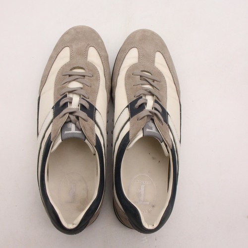 TOD'S T Project Men's Size UK 11 White Leather Gray Suede Lace Up Sneakers - Picture 9 of 12