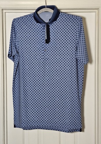 NUEVA Camisa Polo de Golf Greyson Para Hombre Talla Pequeña Azul Nube Amor+Lealtad Estampado - Imagen 3 de 7