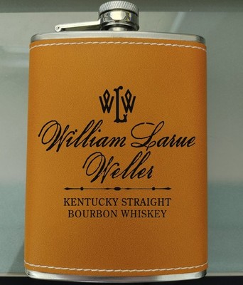 WL Weller Antique Whiskey Leather Flask KY Bourbon Trail Stainless Steel