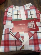 Wondershop Men's Pajama Set, Size L - White Plaid NWT