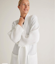 Quince Long Waffle Robe Small White Organic Cotton Turkish Luxury Soft