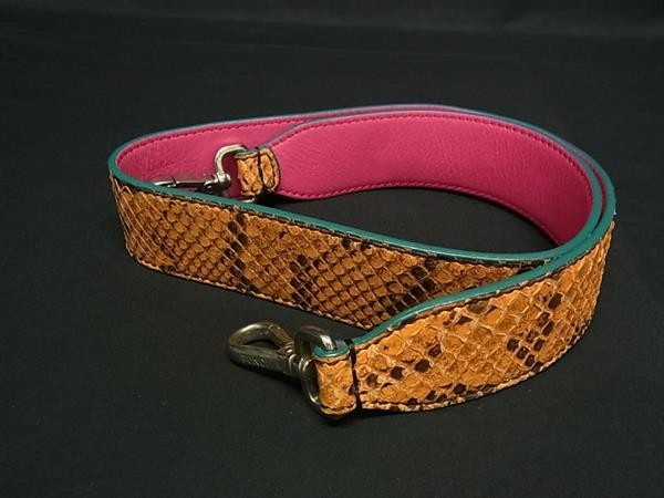 FENDI Python Leather Shoulder Bag Orange Pink AB … - image 1