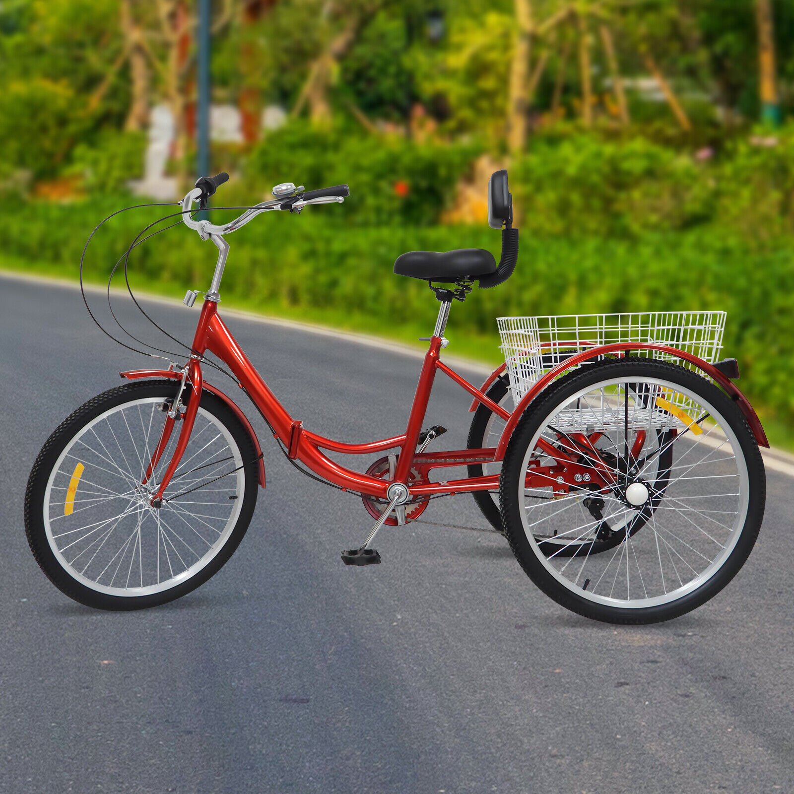 24 Zoll Faltbar Dreirad für Erwachsene 7-Gang mit Einkaufskorb RotBlau Neu DHL