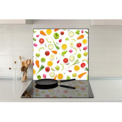 Küchenrückwand Glas 65x60 Spritzschutz Herd Spüle Fliesenschutz Deko Gemüse Bunt - Bild 2 von 2