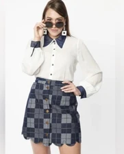 Unique Vintage NWT Smak Parlour Ivory Sheer Blouse - Size Small