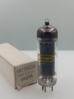 Raytheon USA 6AQ5A NOS NIB 4100gm Grey Plate Copper Grid Serious Tubes T279