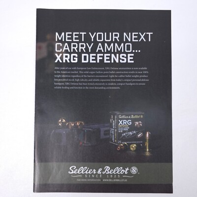 Sellier & Bellot XRG 9mm Hollow Point Defense Carry Ammo Print Advertising Ad