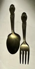Vintage Brocade by International Sterling Silver Baby Fork & Spoon Set Approx 4”