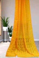 Indian Women Cotton Silk Dhakai Jamdani Saree Without Blouse Festive Wear Sari